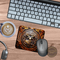 Personalized stag print desk mat; tooled leather western office pad; Decorative engraved deer mouse pad; Hunting lodge-inspired desk mat

